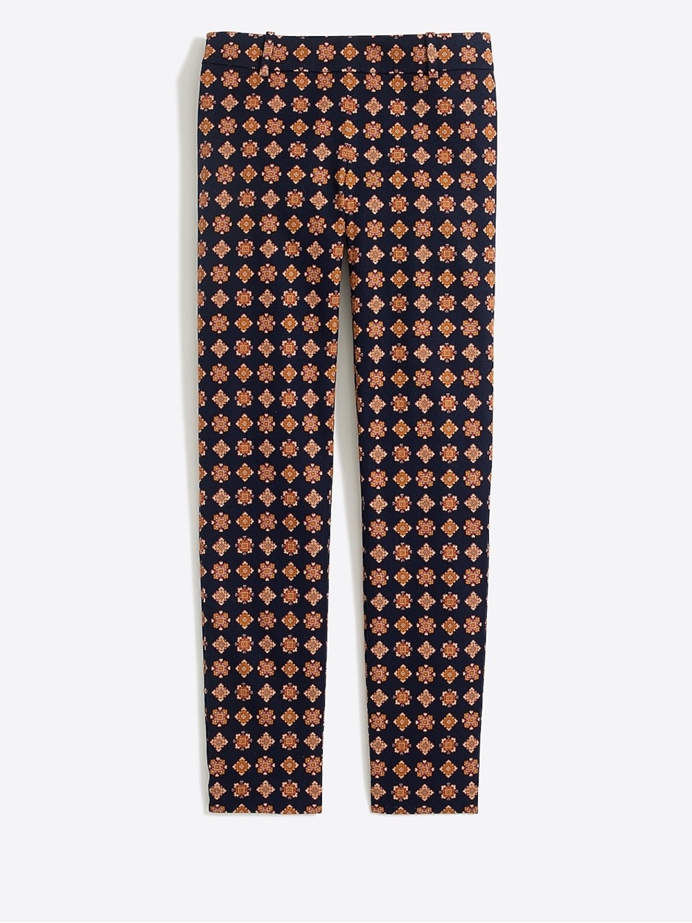 NWT $80 J.Crew Winnie Pant Dark Amber Navy Size 2 Low-Rise Crop Geometric Print‎